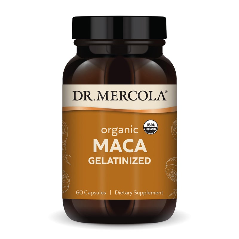 Dr. Mercola Organic Maca Gelatinized Dietary Supplement, 30 Servings (60 Capsules), Non GMO, Gluten Free, Soy Free, USDA Organic - Image 1